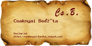 Csaknyai Beáta névjegykártya